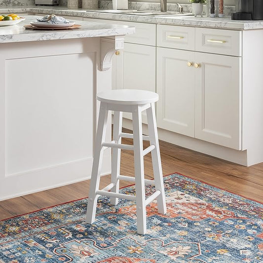 Zeke White 24" Counter Stool with Round Seat by Linon