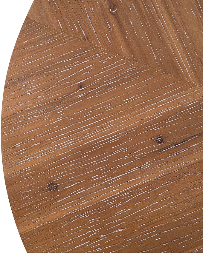 33.86" Round Coffee Table with X-Shaped Gold Metal Legs, Solid Wood Circle Table for Living Room, Retro Circular Table, Natural