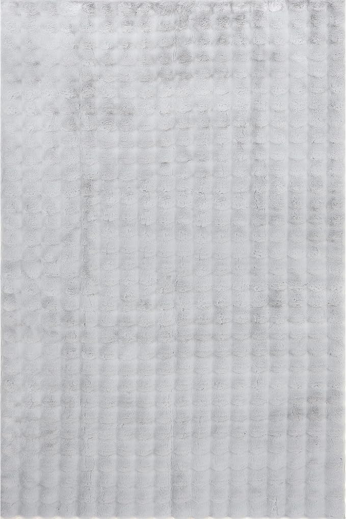 nuLOOM Jeni Silver, 6' x 9', Solid Faux Rabbit, Fluffy and Cozy, High Traffic, Stain Resistant, Easy Clean, Durable Washable Area Rug for Bedroom, Living Room, Dining, Den, Foyer, Entryway