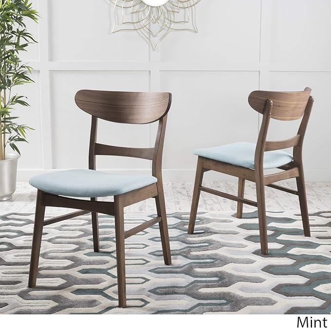Christopher Knight Home Idalia Dining Chairs, 2-Pcs Set, Mint / Walnut Finish