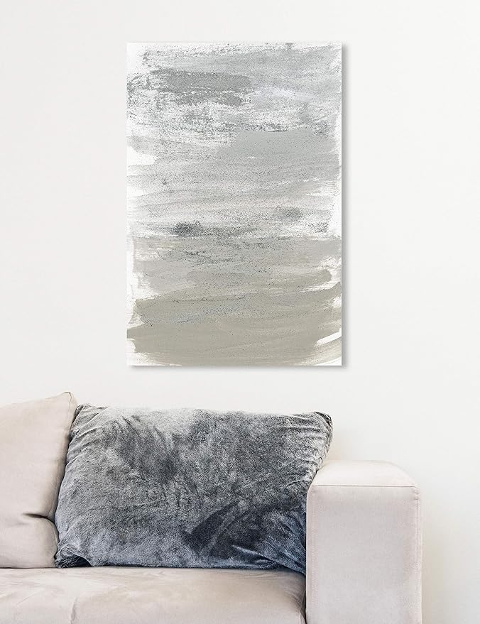 The Oliver Gal Artist Co. Oliver Gal 'Silver Storm' Gray Abstract Wall Art Print Premium Canvas 16" x 24"