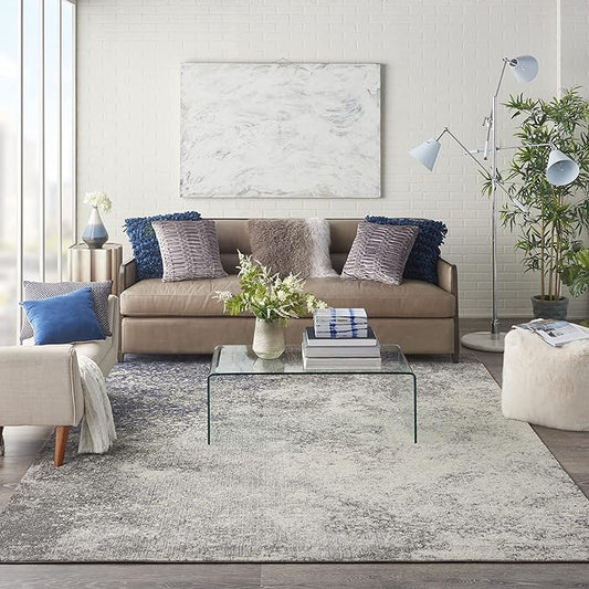 Nourison Home Passion Charcoal/Ivory 8' x 10' Area-Rug, Modern, Abstract, Easy-Cleaning, Non Shedding, Bed Room, Living Room, Dining Room, Kitchen (8x10)