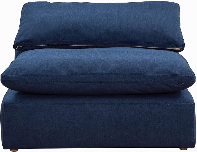 Sunset Trading Contemporary Puff Collection 6 PC 132" Slipcovered Modular U-Shaped Pit Sectional Sofa| Down Filled Chaise Lounge Couch Stain-Proof Water-Resistant Washable Performance Fabric Navy Blue