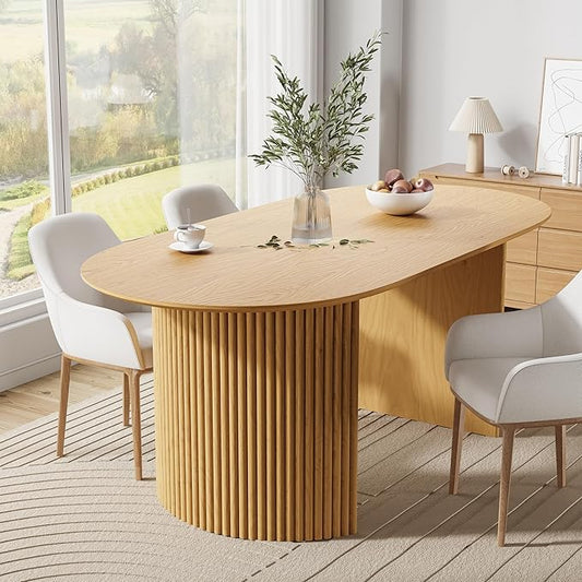 Casaphoria 67" Oval Dining Table, Modern Kitchen Table for 4-6, Farmhouse Style Large Table, Easy Assembly for Living Room, Kitchen and Bar, Walnut