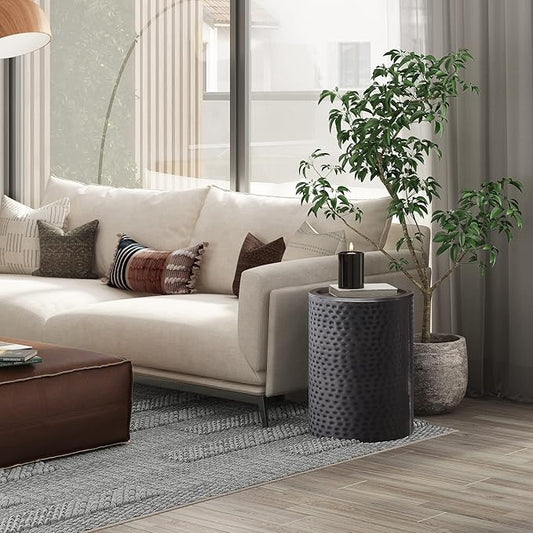 SIMPLIHOME Corbin Side Table – 16 inch Wide Metal Round Accent Table in Hammered Antique Copper, Industrial Style End Table for Living Room, Bedroom, or Office with Sturdy Base, Assembled