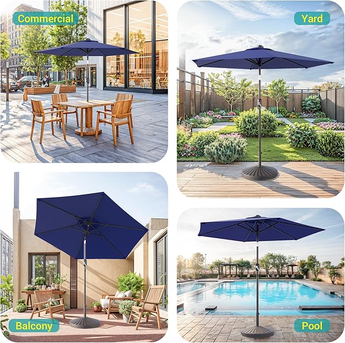 7.5ft Outdoor Umbrella Patio Umbrella,2-Year-Non-Fading,Table Market Patio Umbrella with Push Button Tilt and Crank,for Pool, Deck, Garden,Backyard