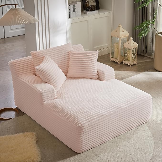 KEIKI 66" Oversized Chaise Lounge Chair, No Assembly Sleeper Style Boneless Chair for Bedroom, Full-Body Reclining Lounger for Napping, Side Sleeping, Reading & Everyday Relaxation