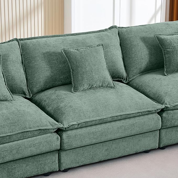 Eafurn Oversized Reversible Modular Sectional Sofa with Movable Ottoman, 4 Seater Convertible L Shaped Corner Couch Modern Chenille Sofa Set w/Double Layers Seat Cushions for Living Room Apartment | Deep Seat, Easy Assembly, 2-layer Cushions, DIY Combi...