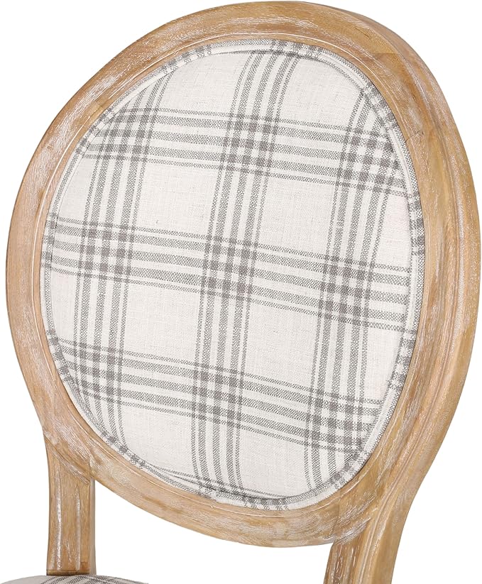 Phinnaeus Dining Chairs - Wood - Gray Plaid/Light Beige (Set of 2)