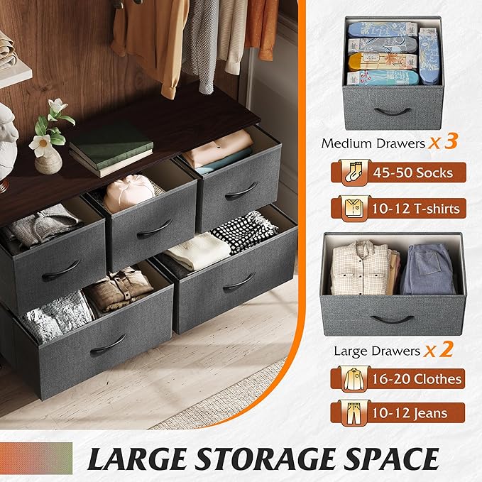 WLIVE 5 Drawer Dresser and 8 Drawer Dresser Set, Storage Tower, Organizer Unit for Bedroom, Hallway, Entryway