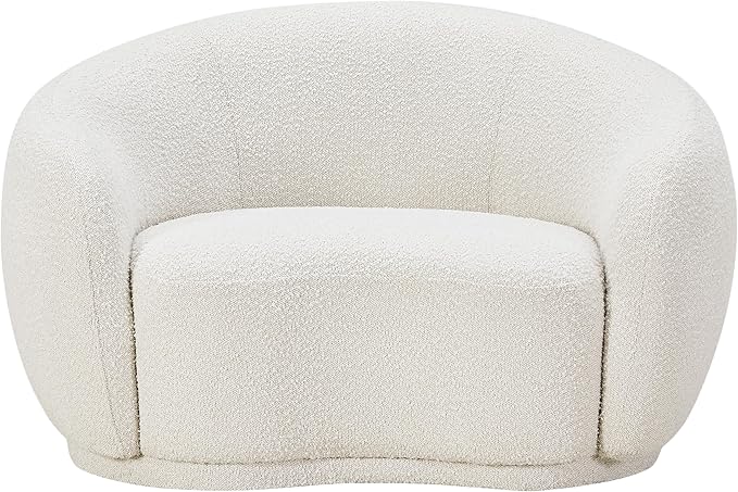 Meridian Furniture 693Cream-C Hyde Collection Modern | Contemporary Boucle Fabric Upholstered Accent Chair with Rounded Back, Cream, 42" W x 38" D x 27.5" H