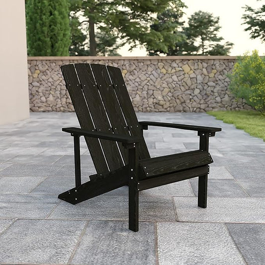 Flash Furniture Charlestown Commercial Grade Indoor/Outdoor Adirondack Chair, Weather Resistant Durable Poly Resin Deck and Patio Seating, Slate Gray
