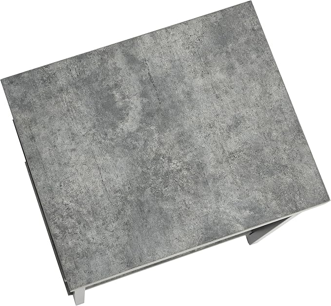 Household Essentials Jamestown Rectangular Side End Table with Storage Shelves Rustic Slate Concrete and Black Metal