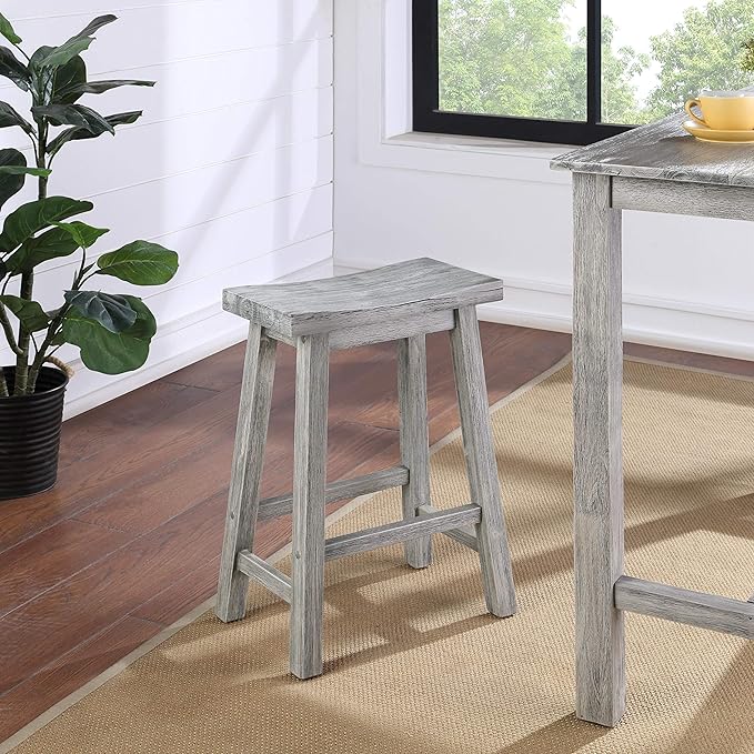 Boraam Sonoma Backless Saddle Kitchen Counter Stool - Storm Gray Wire-Brush - Set of 2