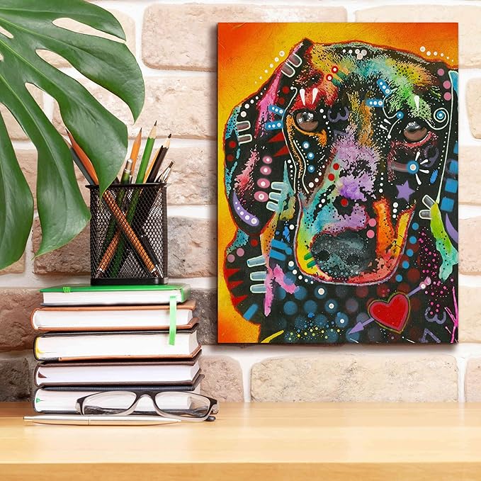 Epic Graffiti 'Brilliant Dachshund' by Dean Russo, Canvas Wall Art, 12"x16"