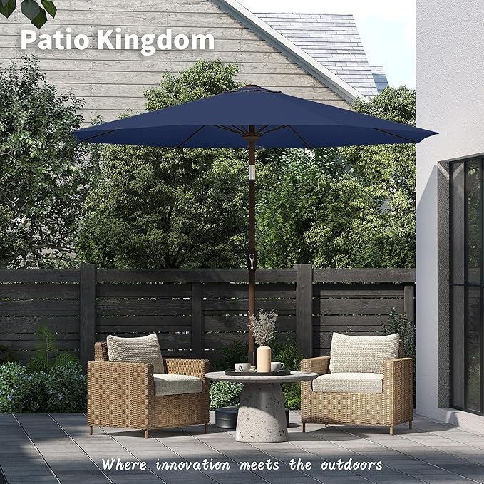 PatioKingdom 11FT Patio Umbrella,Outdoor Umbrella with Push Button Tilt and Crank,Market Table Umbrella with 8 Sturdy Fiberglass Ribs UV Protection
