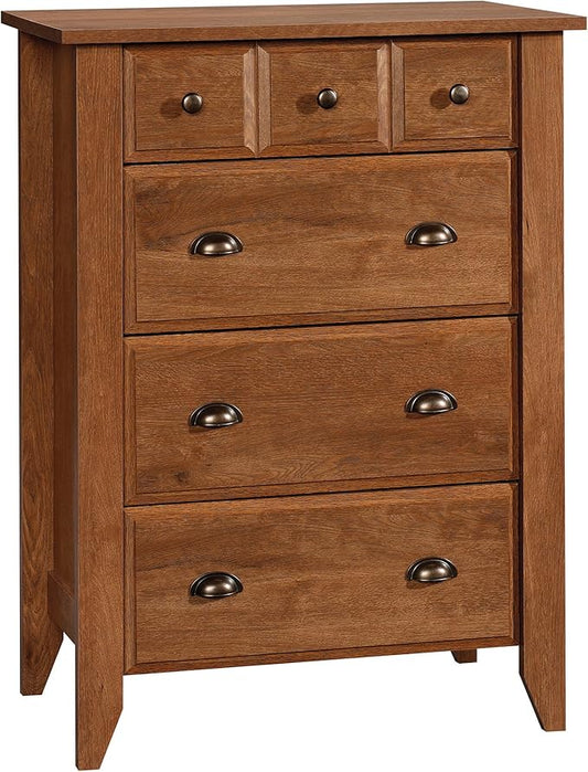Sauder Shoal Creek 4-Drawer Chest, Tall Dresser Chest of Drawers, in Oiled Oak