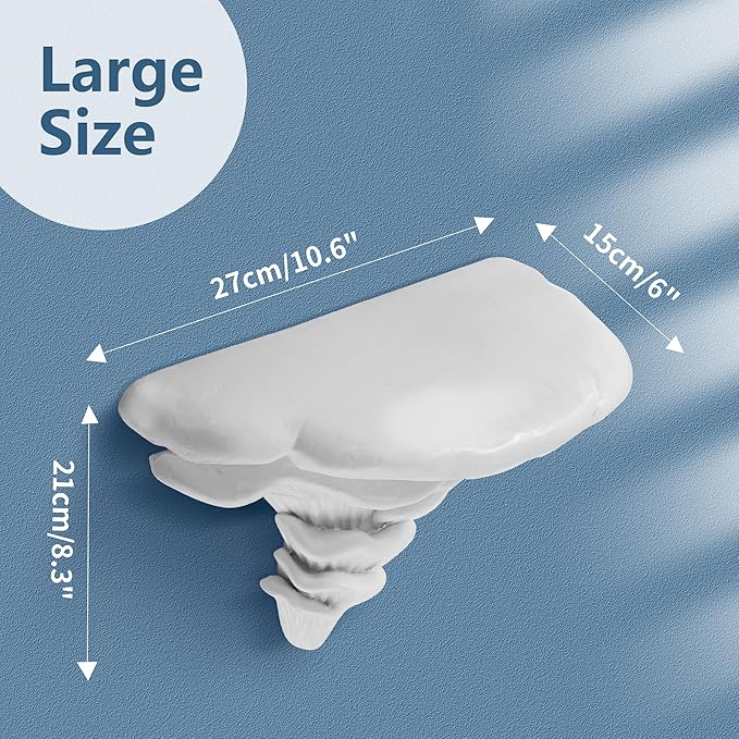UITWMKTG 1 Pack Large Mushroom Shelves Floating Shelf Cottage Core Wall Decor Cute Hanging Shelf for Home Living Room Bedroom Kitchen Unique Wall Decor White