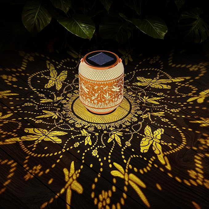 Dragonfly Solar Lanterns Outdoor Waterproof Decorative Garden Solar Lights for Outside,Hanging Metal Ornaments Decor for Outside Lawn,Patio,Balcony,Yard Dragonfly Gifts for Women