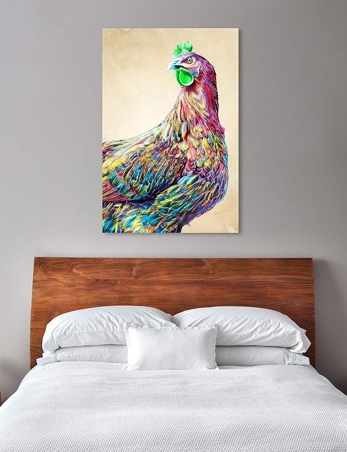 The Oliver Gal Artist Co. Animals Wall Art Canvas Prints 'Color Glam Rooster' Home Décor, 40" x 60", Pink, Green