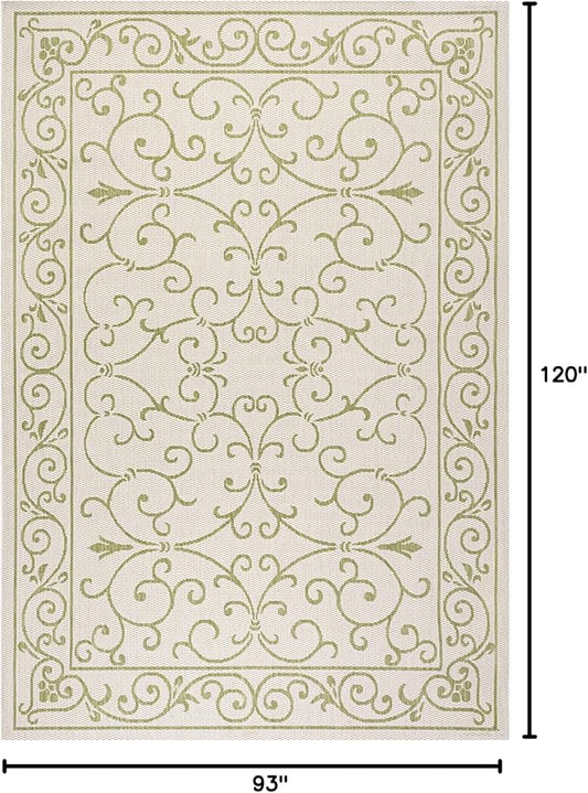 JONATHAN Y Vintage Filigree Indoor Outdoor Area Rug 8X10 Cream/Green, Charleston Textured Weave for Backyard, Patio, Porch, Easy-Cleaning, High Traffic, Pet-Friendly, Non-Shedding (SMB106I-8)