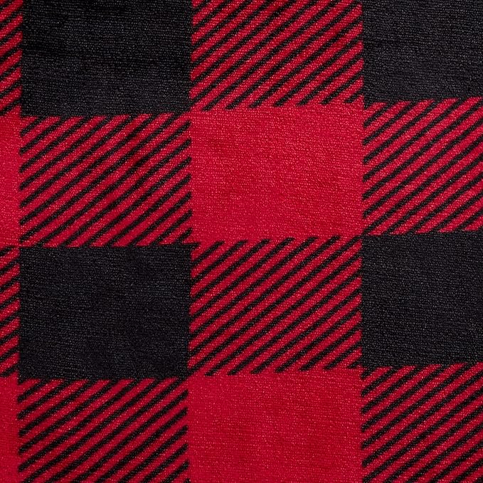 Amazon Basics 3-Piece Ultra-Soft Micromink Sherpa Bedding Set, Warm All Season Comforter, Full/Queen, Red Buffalo Plaid