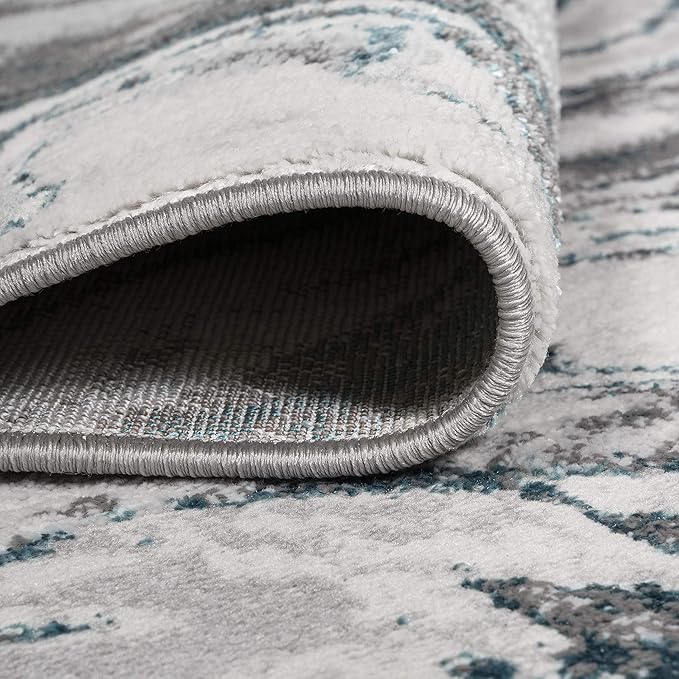 JONATHAN Y Swirl Marbled Gray/Turquoise Runner Rug 2X10 ft, Abstract for Living Room, Bedroom, Kitchen, Office, Easy-Cleaning, High Traffic, Pet-Friendly, Non-Shedding SOR203A-210