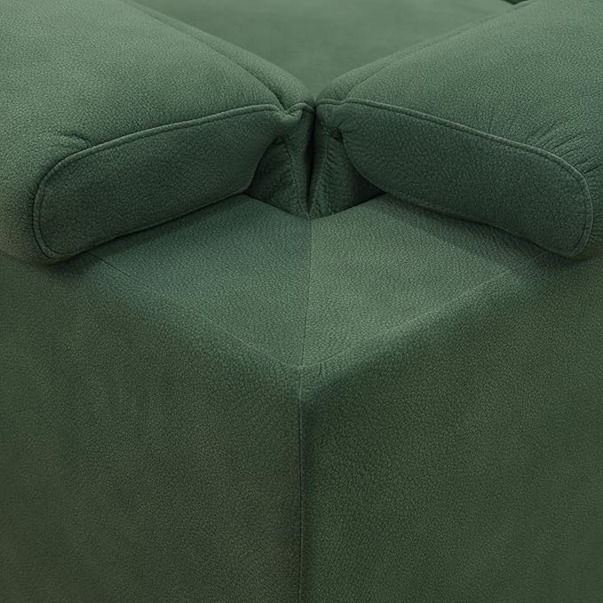 Power Reclining Sectional Sofa Set with USB Ports & Adjustable Headrest, 5-Seater L-Shaped Flannel Recliner Sectional Couch for Living Room,Green