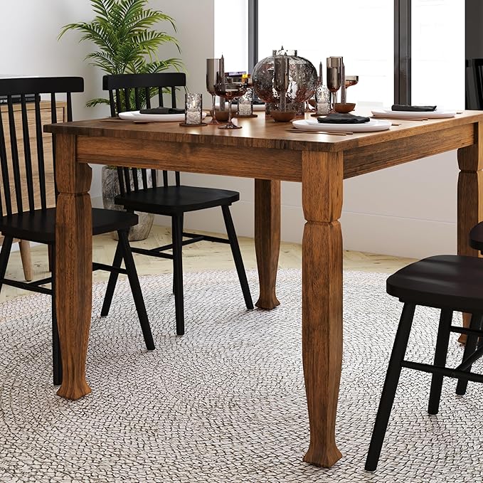 Taylor & Logan Lennox 47" Solid Wood Dining Table in a Walnut Matte Finish, Seating for 4, Stylish Turned Wooden Legs, Perfect for Hosting or Everyday Meals