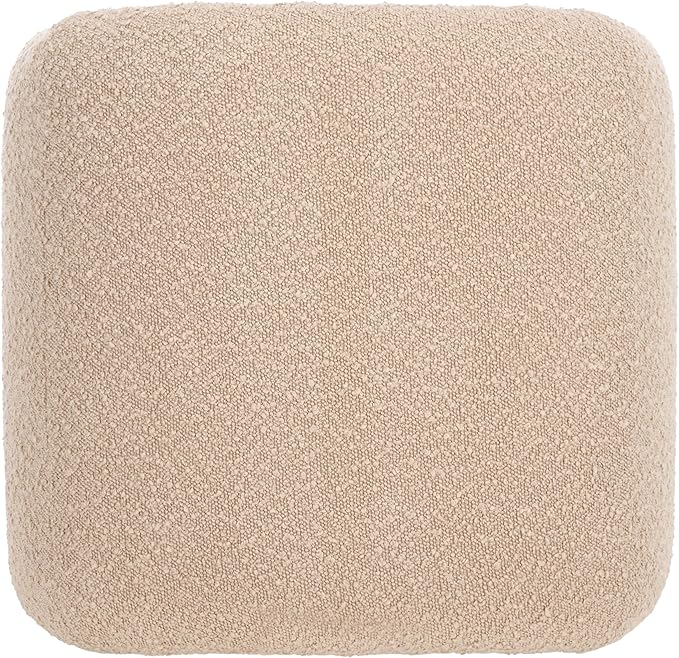 SAFAVIEH Home Collection Kibo Tan Boucle Waterfall Curved Ottoman (Fully Assembled)