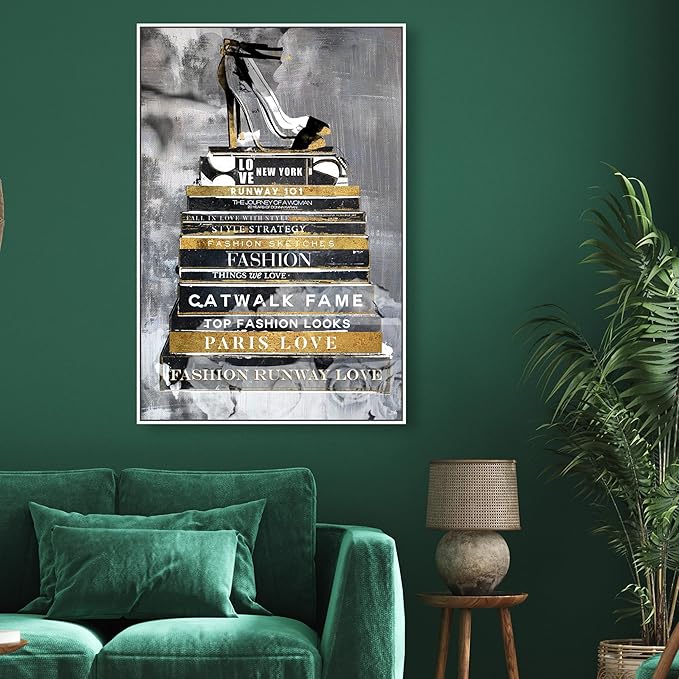 The Oliver Gal Artist Co. Fashion and Glam Wall Art Framed Canvas Prints 'Fashion Thoughts Noir Classic' Shoes