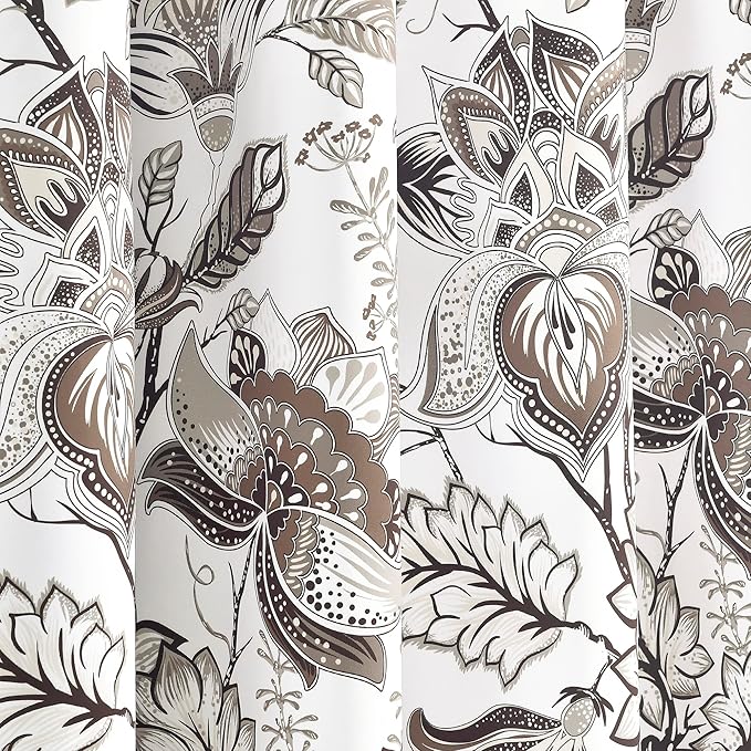 Lush Decor Cynthia Jacobean Light Filtering Window Curtain Panel Pair, 84" L x 52" W, Neutral