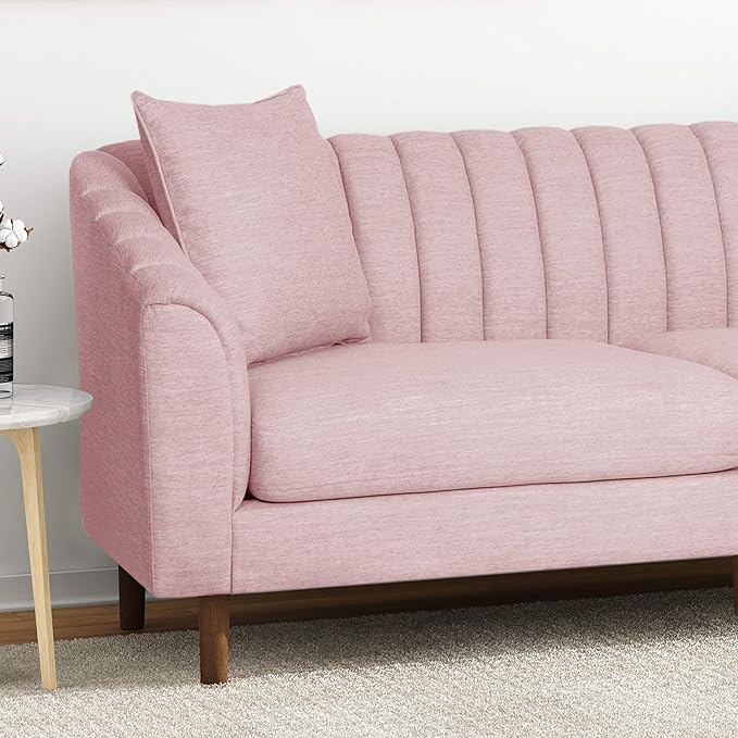 Christopher Knight Home Susan Fabric 3 Seater Sofa, Light Blush + Dark Brown