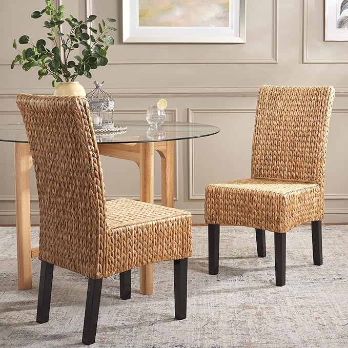 Safavieh Home Collection Luz Natural Wicker Dining Chair (Set of 2), 18"