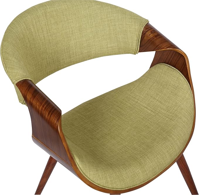 Armen Living Butterfly Mid-Century Dining Chair in Walnut Finish and Green Fabric - Set of 2