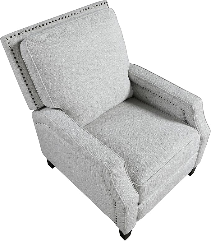 Lexicon Push Back Recliner Chair, Reclining Sofa Armchair, Modern Recliner Sofa Chair with Footrest, Chenille Fabric Recliner Arm Chair, Single Sofa Accent Chair for Living Room/Office/Apartment, Grey