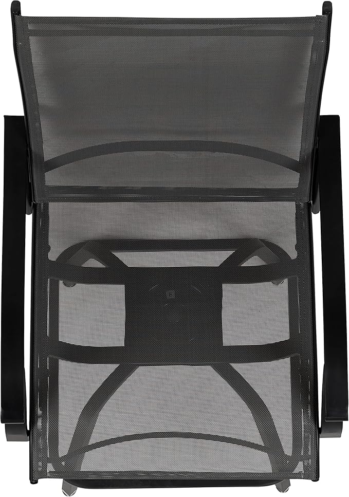 Flash Furniture Valerie All-Weather Swivel Patio Barstools with Footrest and Armrests, Modern Sling Outdoor Bar Height Stools, Set of 2, Gray