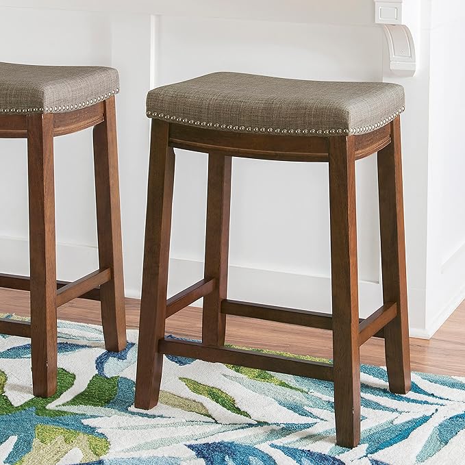 Linon Home Décor Kingston Rustic Backless Counter Stool,