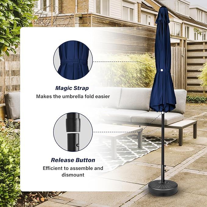 YSSOA 2 Pack 7.5' Patio Umbrella Outdoor Table Market Yard Umbrella with 6 Sturdy Ribs, Dark Blue