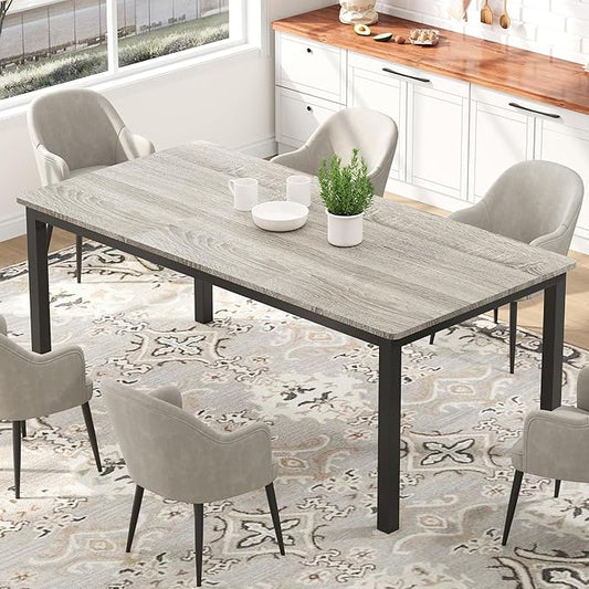 79 Inch Industrial Dining Table for 4-6 Person Rectangle Kitchen Table with Metal Legs,Round Corners, Writing Desk, for Modern Farmhouse, for Kitchen, Dining Room,Quick Assembly, Wood