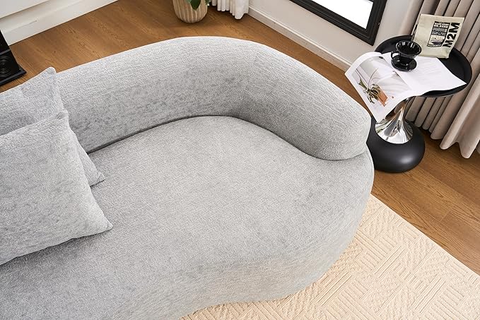 110" Oversized Cloud Sectional Sofa Modern Curved Boneless Couches for Living Room, 4-Seater Extra Deep Seat Foam Floor Compressed Couch w/Tight Backrest and 4 Pillows,Chenille Sofa & Couches | Breathable material, Non-slip, No Assembly Required