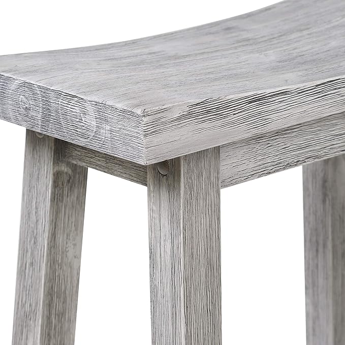 Boraam Sonoma Backless Saddle Kitchen Counter Stool - Storm Gray Wire-Brush - Set of 2