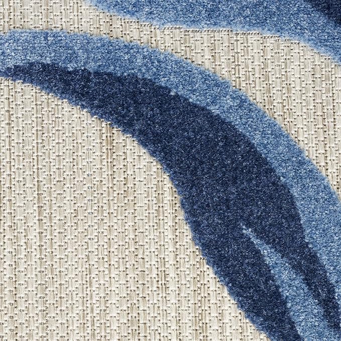 Nourison Home Aloha Blue Grey 2'8" x 4' Area Rug - Easy Clean, Non Shedding, Bed Room, Living Room, Dining Room, Kitchen (3' x 4')