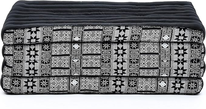 Leewadee Trifold Mattress Standard – Comfortable Thai Massage Pad, Foldable Floor Mattress Filled with Kapok, Perfect to Use as a Sleeping Mat 79 x 28 inches, Black