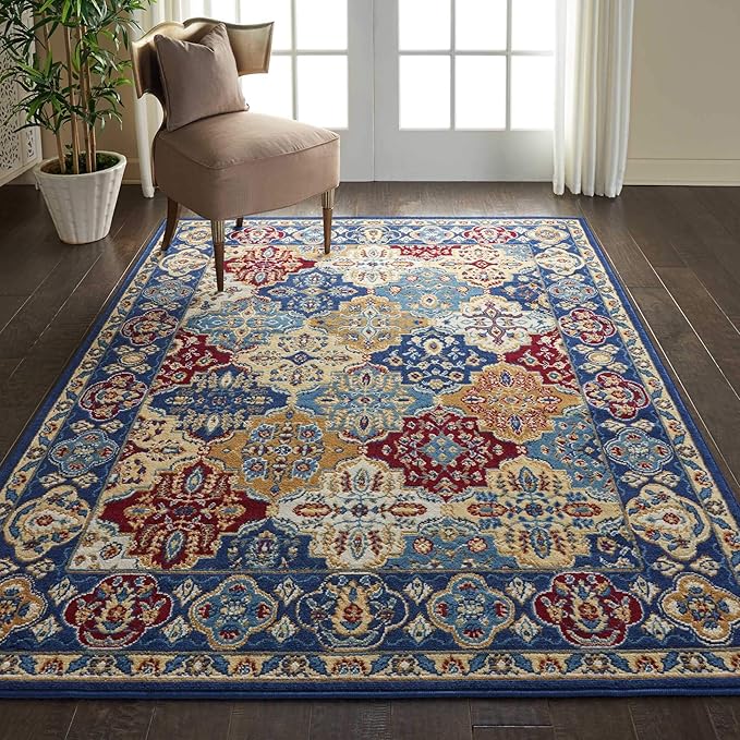 Nourison Home Grafix Multicolor 5'3" x 7'3" Area Rug - Easy Clean, Non Shedding, Bed Room, Living Room, Dining Room, Kitchen (5' x 7')