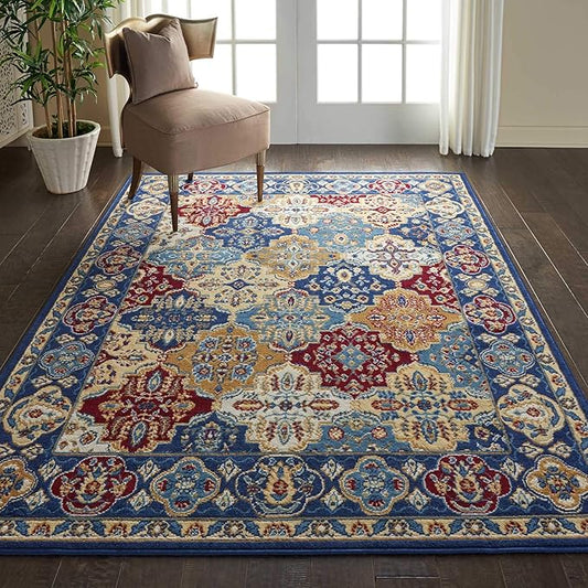 Nourison Home Grafix Multicolor 5'3" x 7'3" Area Rug - Easy Clean, Non Shedding, Bed Room, Living Room, Dining Room, Kitchen (5' x 7')