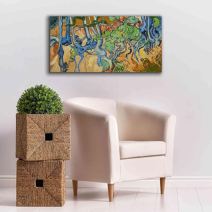 Epic Graffiti 'Tree Roots' by Vincent Van Gogh, Giclee Canvas Wall Art, 40"x20"