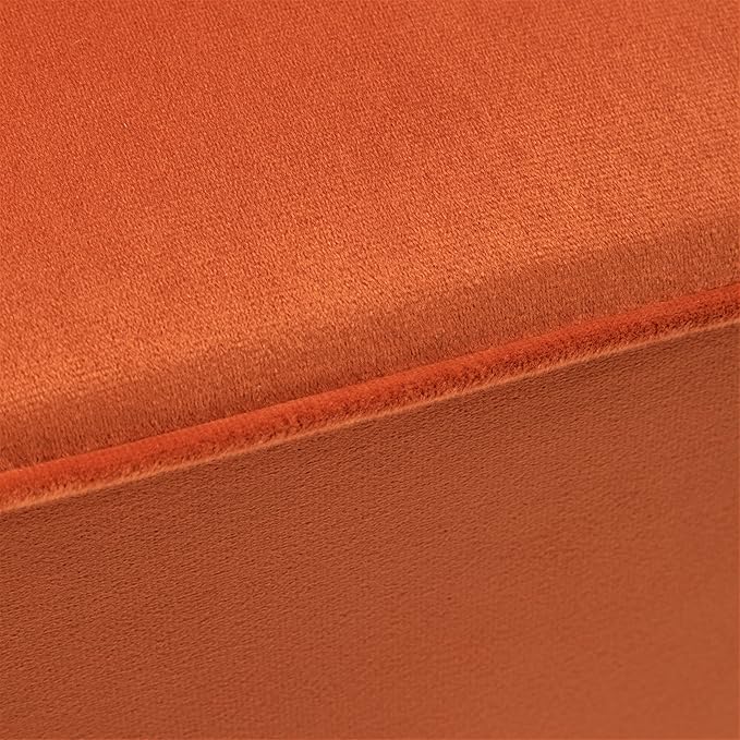 Modern Velvet Accent Chair for Living Room, Bedroom, or Entryway, Stylish and Comfortable Armless Design with Metal Legs, Orange Red