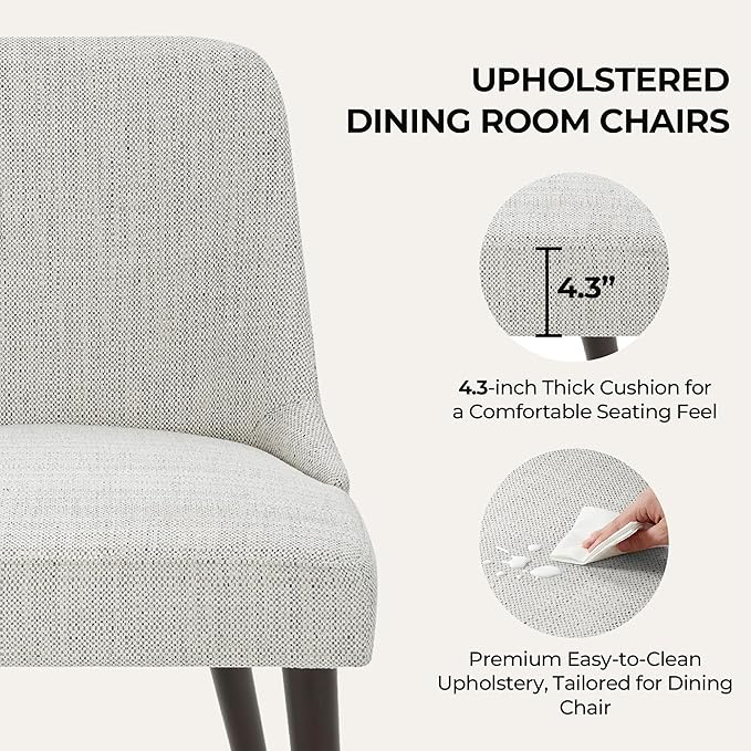 CHITA Mid-Century Modern Dining Chair, Upholstered Fabric Accent Chair,Set of 2, Ivory