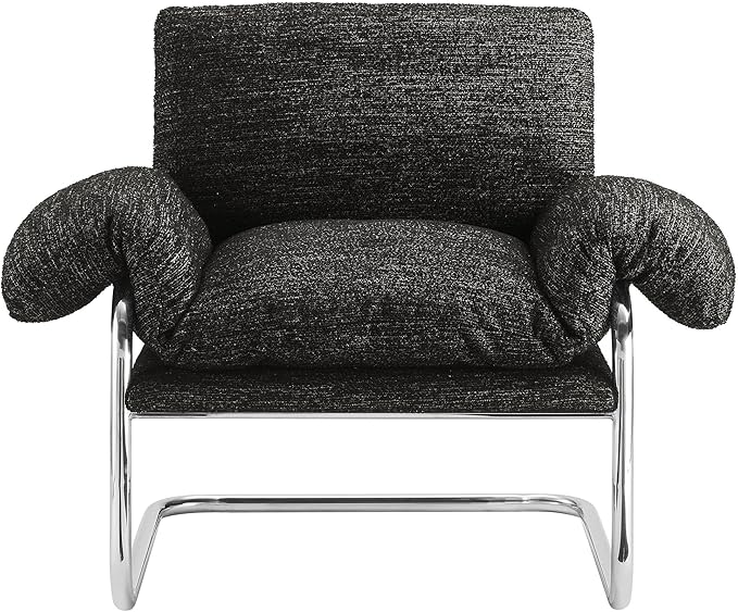 Modway Ansel Boucle Accent Chair in Charcoal - Fabric Lounge Chair for Living Room, Bedroom - Upholstered Corner Reading Chair with Arms and Removable Cushions